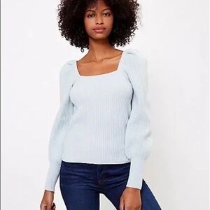 Loft Mint Green Puff Sleeve Sweater